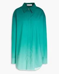 Oscar de la Renta Dégradé stretch-cotton poplin shirt - Green Green