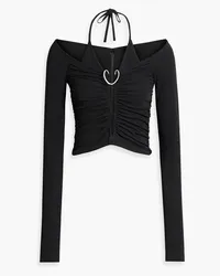 Dion Lee Ruched jersey halterneck top - Black Black