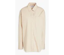 Embroidered striped cotton-poplin shirt - Neutral