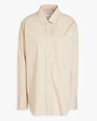 Frame Denim Embroidered striped cotton-poplin shirt - Neutral Neutral