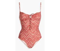 Bonita gathered printed swimsuit - Red
