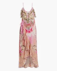 Camilla Embellished printed silk-chiffon wrap dress - Pink Pink