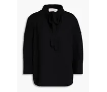 Pussy-bow crepe blouse - Black