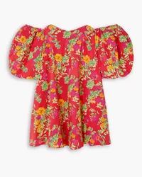 Caroline Constas Palmer off-the-shoulder floral-print cotton-blend poplin mini dress - Orange Orange