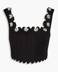 Rachel Gilbert Stella cropped crystal-embellished scuba top - Black Black