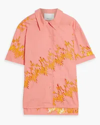 3.1 phillip lim Lace-paneled cotton-poplin shirt - Orange Orange