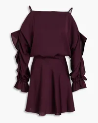 IRO Larya cold-shoulder ruffled crepe de chine mini dress - Purple Purple