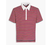 Striped cotton-jersey polo shirt - Red