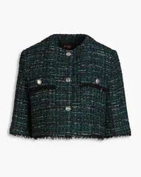 Maje Cropped metallic boucle-tweed jacket - Green Green