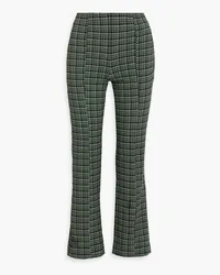 Ganni Checked seersucker bootcut pants - Green Green