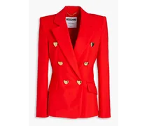 Double-breasted cotton-blend blazer - Red
