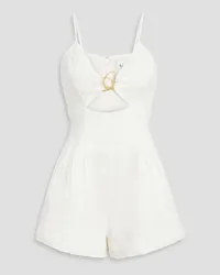 Aje. Simone cutout embellished linen-blend playsuit - White White