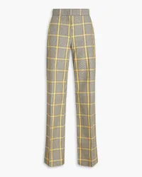 MSGM Prince of Wales checked crepe straight-leg pants - Yellow Yellow