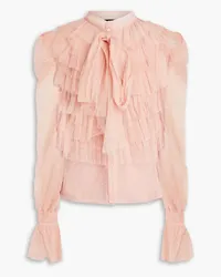 RED Valentino Pussy-bow tiered tulle and point d'esprit blouse - Pink Pink