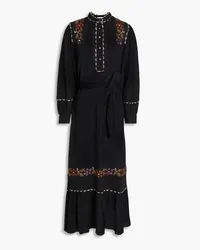 Antik Batik Mathilda embellished cotton-crepon midi dress - Black Black