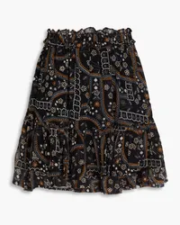 Antik Batik Elie ruffled floral-print crepon mini skirt - Black Black