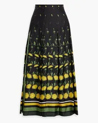 Valentino Garavani Printed silk-twill midi skirt - Black Black