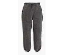 Cropped cotton-fleece track pants - Gray