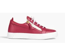 Gail zip-detailed leather sneakers - Red