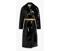Double-breasted patent-leather coat - Black