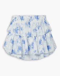 LoveShackFancy Ruffled floral-print cotton mini skirt - Blue Blue