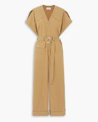 3.1 phillip lim Belted cotton-blend poplin jumpsuit - Brown Brown