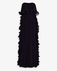 Badgley Mischka Strapless ruffled pleated chiffon gown - Purple Purple