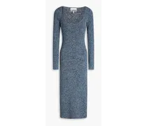Mélange ribbed-knit midi dress - Blue