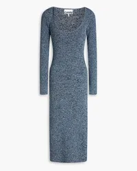 Ganni Mélange ribbed-knit midi dress - Blue Blue