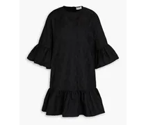 Ruffled cloqué mini dress - Black