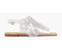 Charlie fringed PVC sandals - White