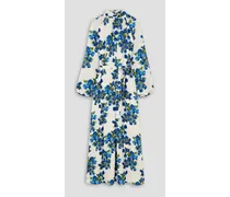 Elanda belted floral-print crepe maxi dress - Blue