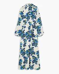 EMILIA WICKSTEAD Elanda belted floral-print crepe maxi dress - Blue Blue