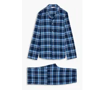 Kelburn checked cotton-flannel pajama set - Blue