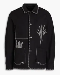 Officine Generale Embroidered denim jacket - Black Black