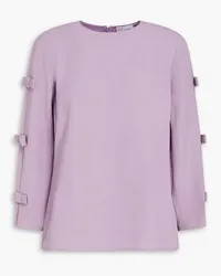 RED Valentino Bow-embellished cutout satin-crepe top - Purple Purple