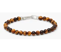 Silver-tone bead bracelet - Brown