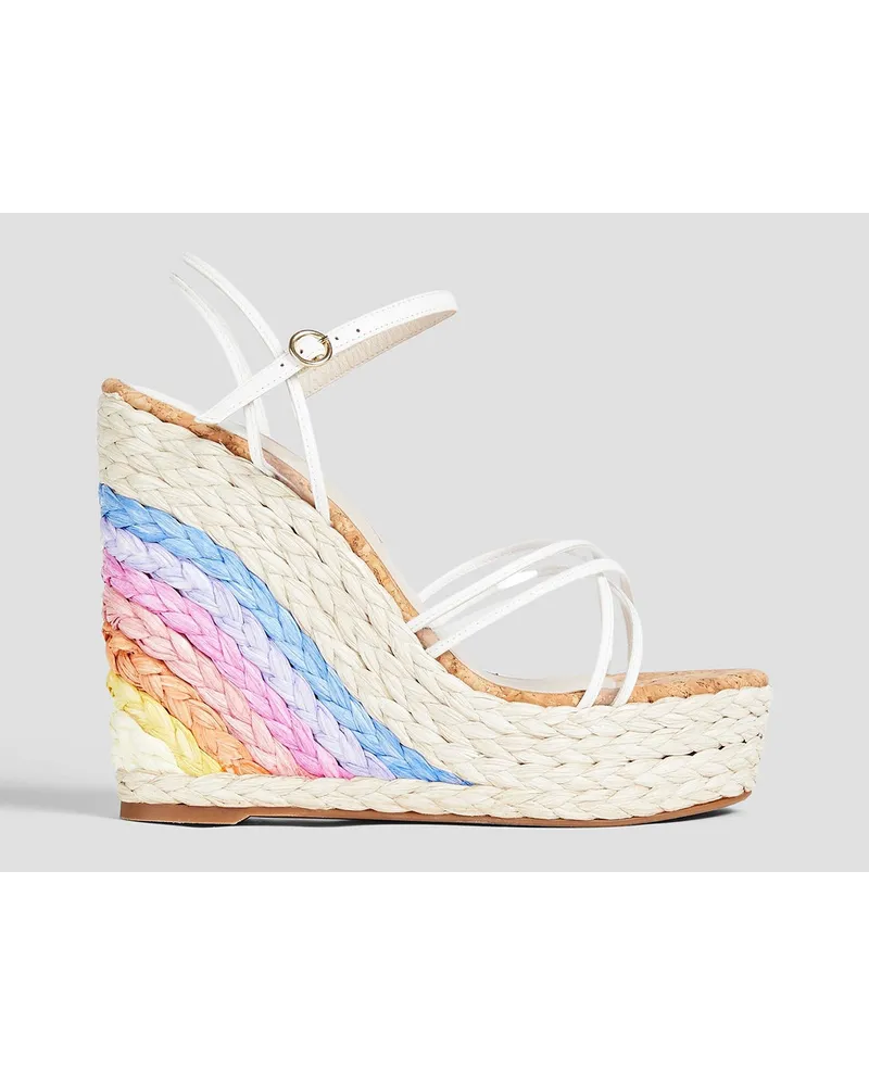 Ines faux leather, PVC and faux raffia espadrille wedge sandals - White