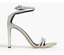 Catia iridescent mirrored-leather sandals - Metallic