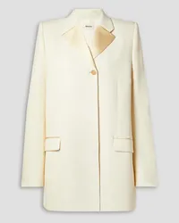 KHAITE Isaline satin-trimmed wool-blend blazer - White White