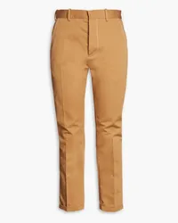 Marni Cropped cotton and linen-blend twill slim-leg pants - Brown Brown