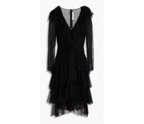 Ruffled glittered point d'esprit dress - Black