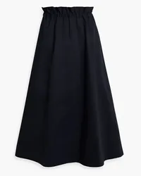 Iris & Ink Livia gathered organic cotton-blend poplin midi skirt - Blue Blue