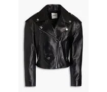 Jillan cropped leather biker jacket - Black
