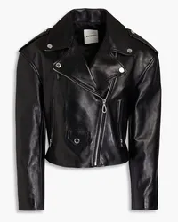 Sandro Cropped leather biker jacket - Black Black