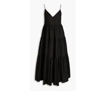 Gathered cotton midi dress - Black