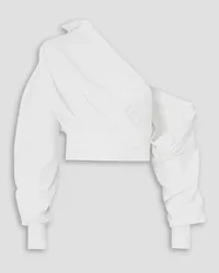 Alexander Wang Wrap-effect draped cotton-twill shirt - White White