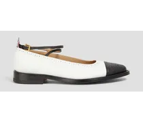 Two-tone pebbled-leather ballet flats - White