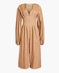 Andrea Iyamah Nia pleated cotton-poplin jumpsuit - Neutral Neutral