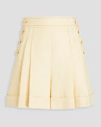 Zimmermann Button-embellished pleated linen shorts - White White